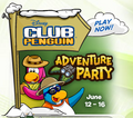 Um anúncio em ClubPenguin.com para a festa.