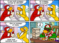 A história em quadrinhos da 466ª edição do Club Penguin News.